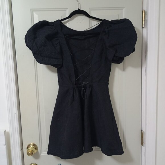 Simonett Beya Dress Black Size S Puff Sleeve Textured Fabricv Womens - Picture 7 of 11